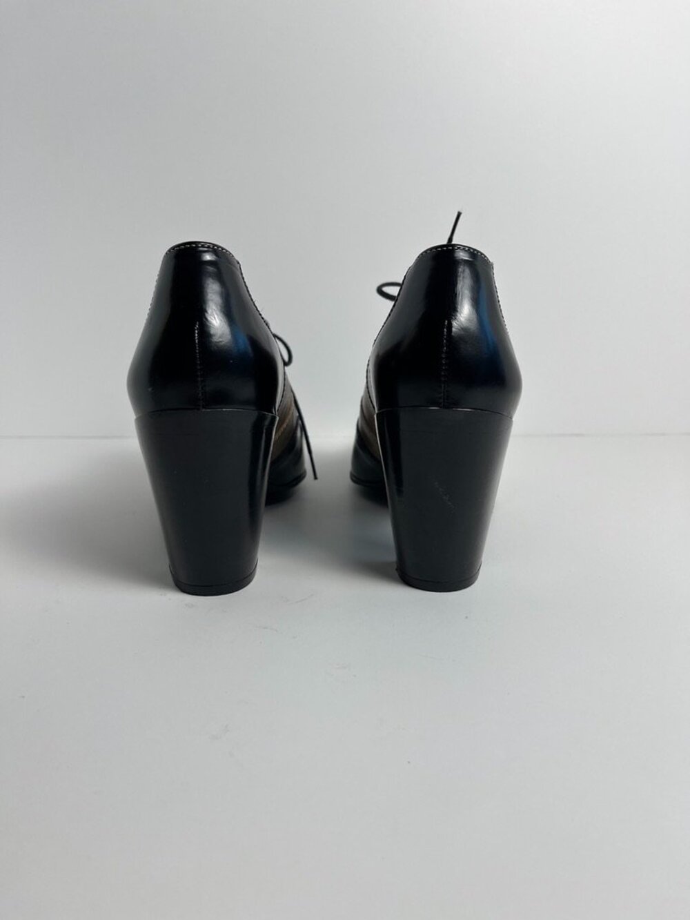 Robert Clergerie Paris Two Tone Oxford Heel Women's 8.5 Black Taupe France - Picture 4 of 10